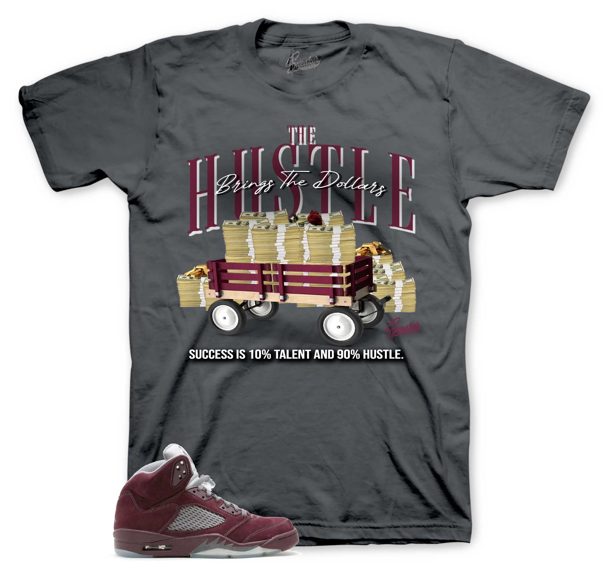 Talent & Hustle T-Shirt - Retro 5 Burgundy Shirt