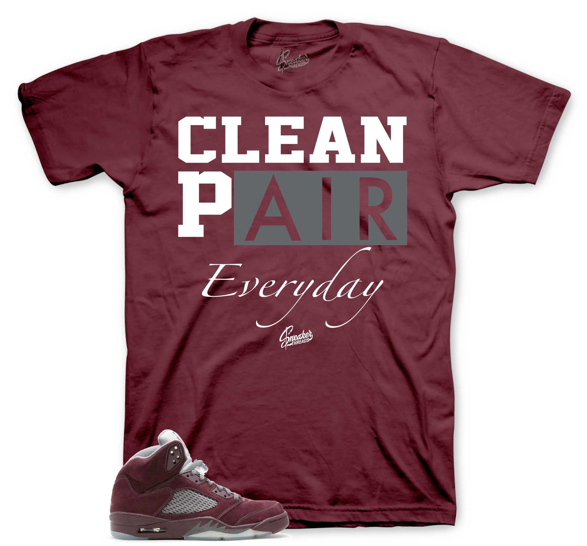 Clean Pair T-Shirt - Retro 5 Burgundy Shirt