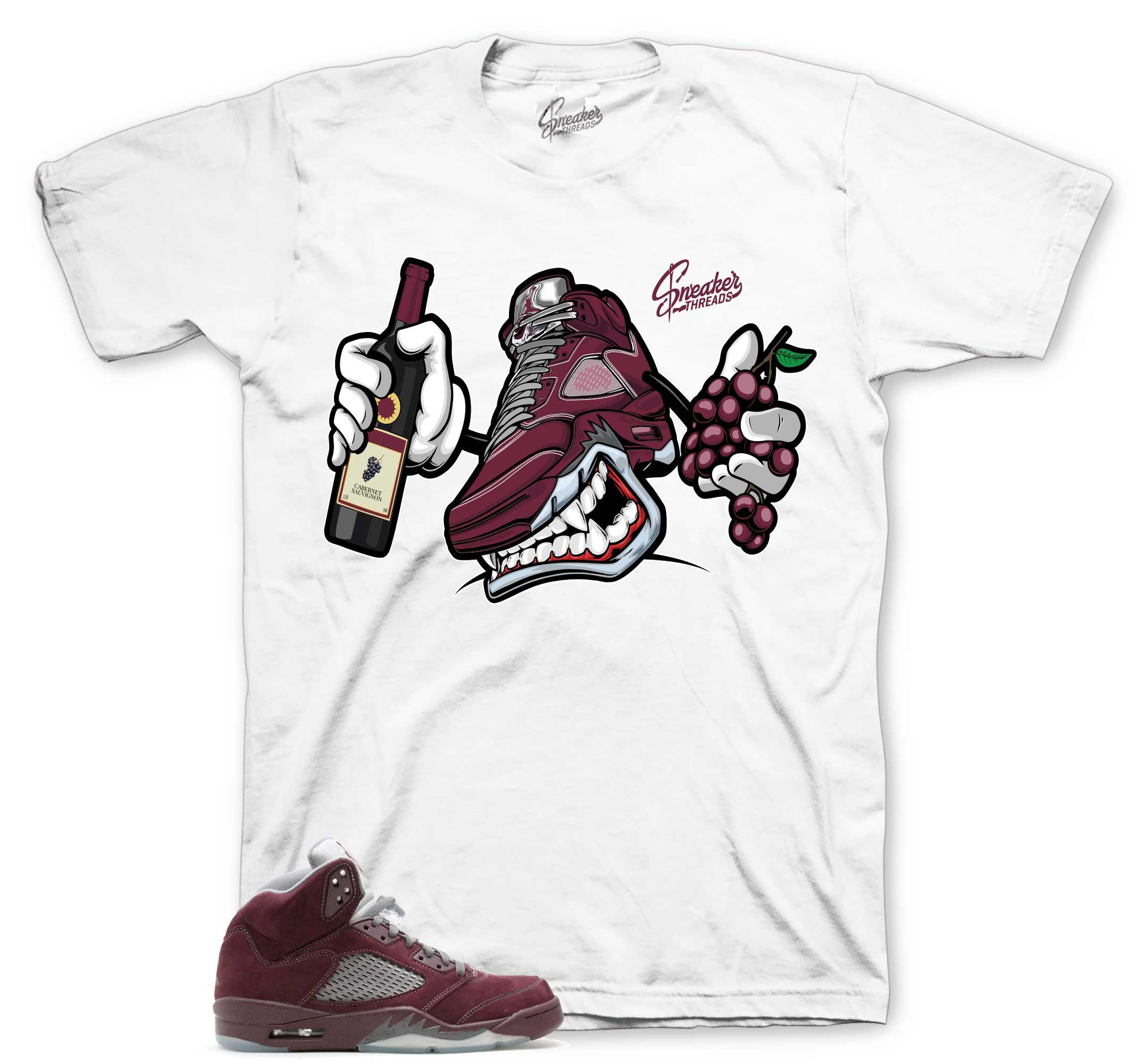 Fly Kicks T-Shirt - Retro 5 Burgundy Shirt