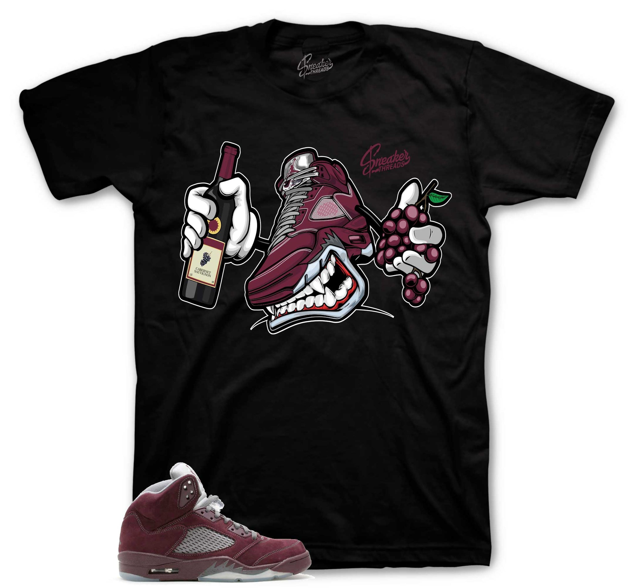 Fly Kicks T-Shirt - Retro 5 Burgundy Shirt
