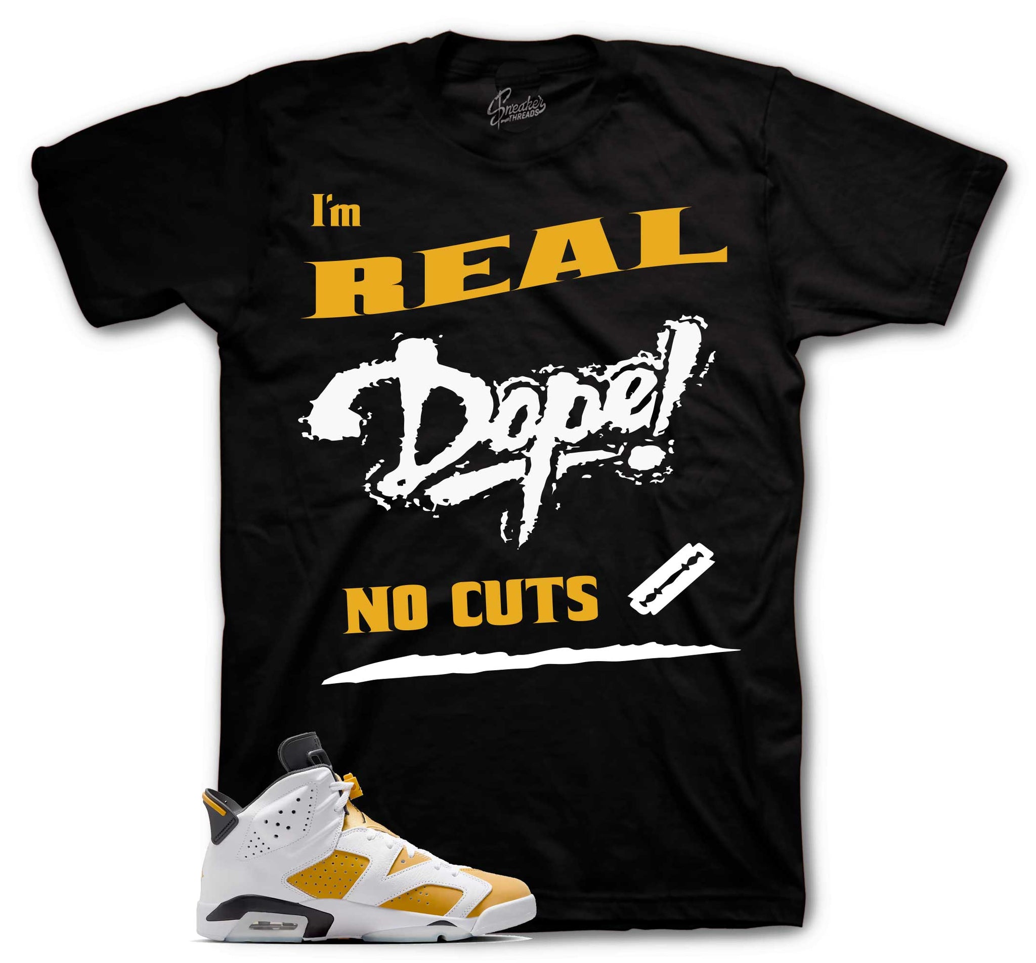 No Cuts T-Shirt - Retro 6 Yellow Ochre
