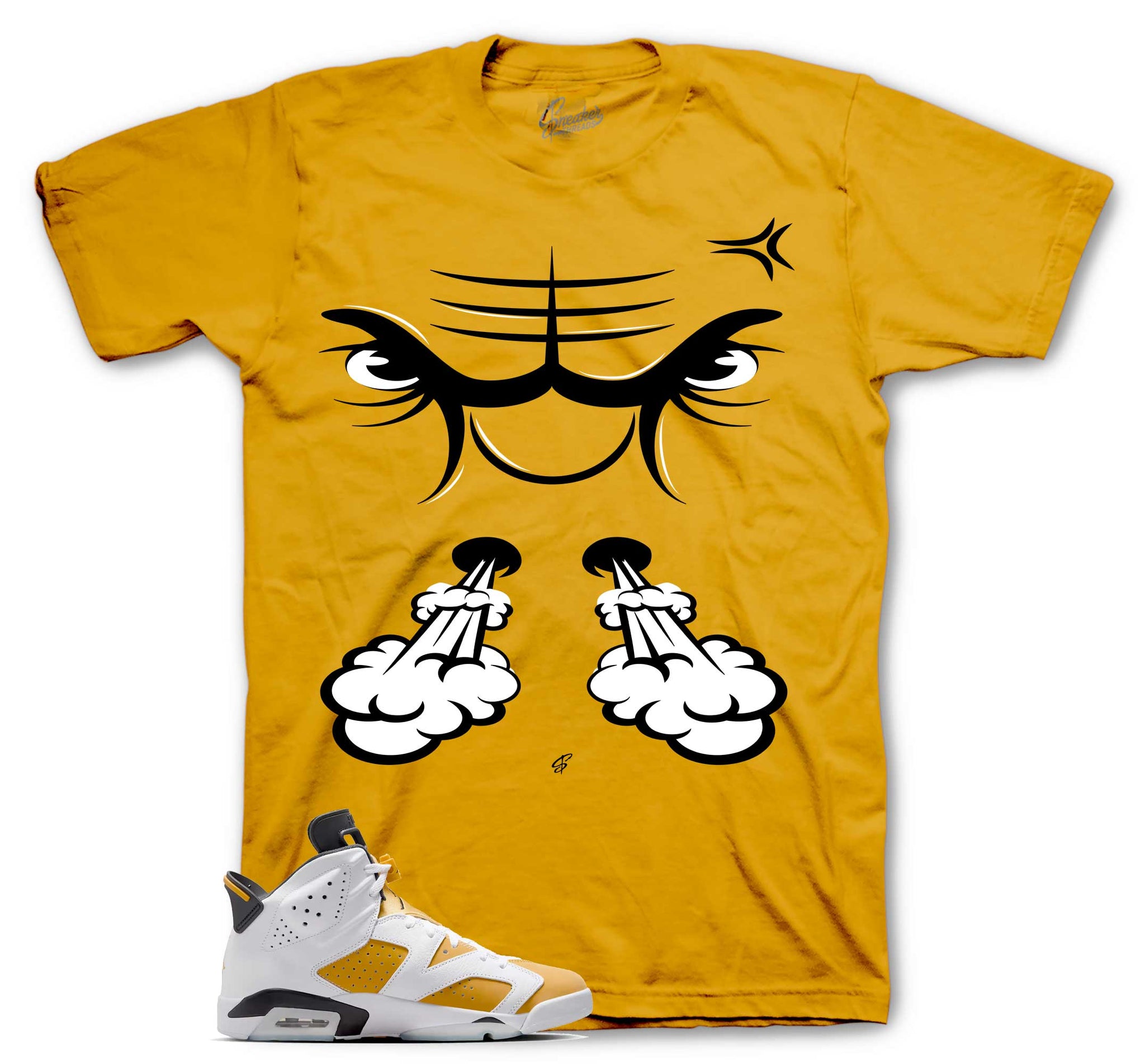 Raging Face T-Shirt - Retro 6 Yellow Ochre