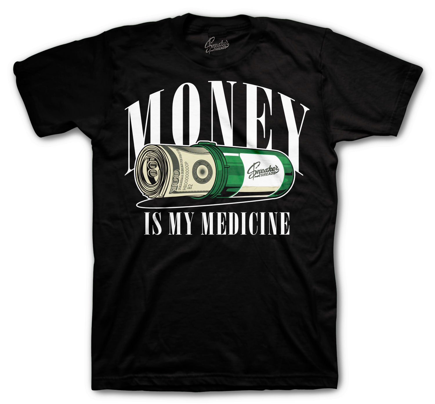 Money Medicine T-Shirt - Retro 3 Pine Green