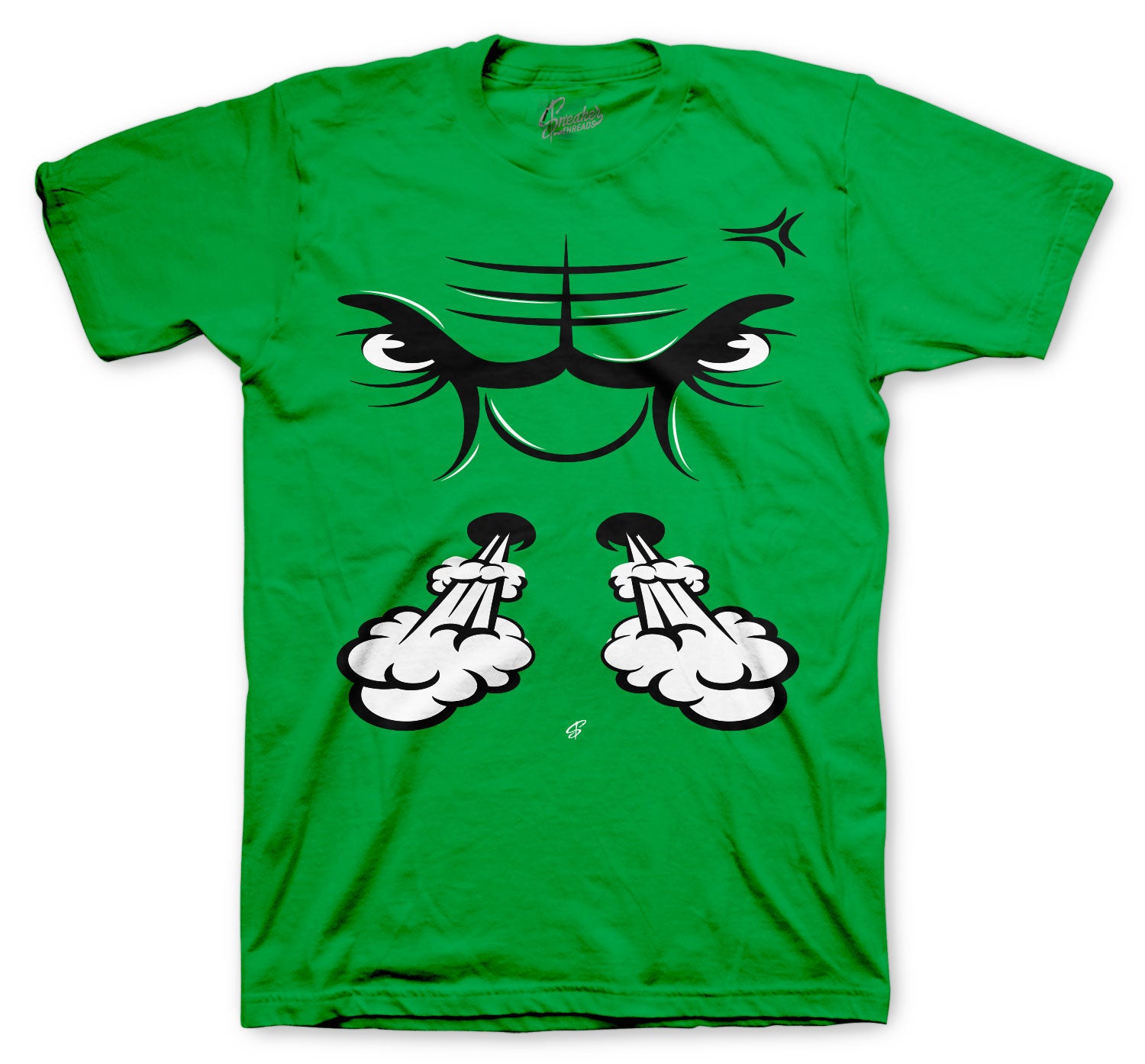 Raging Face T-Shirt - Retro 3 Pine Green