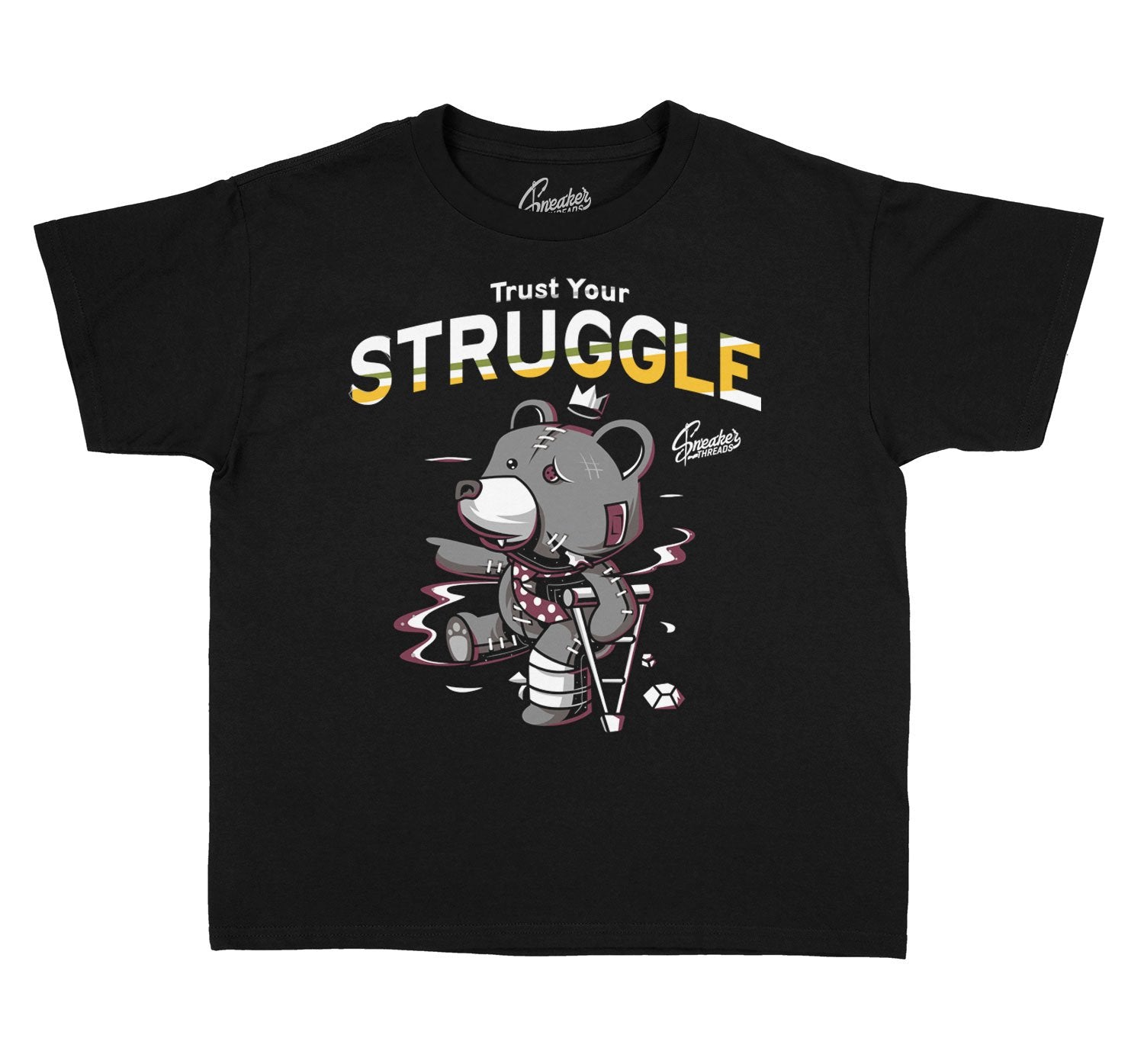 Kids Trust Your Struggle T-Shirt - Retro 6 Bordeaux