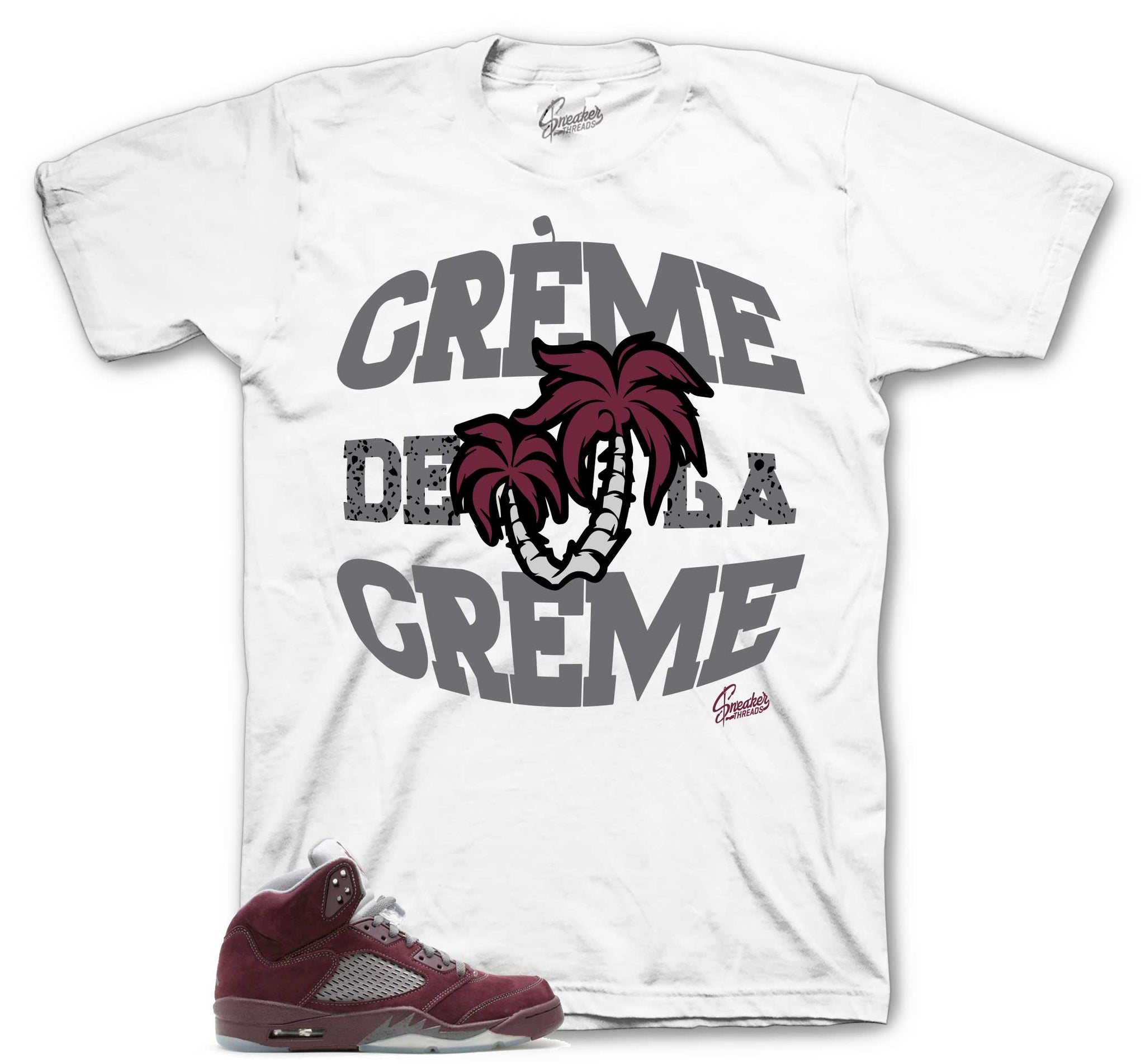 Creme T-Shirt - Retro 5 Burgundy Shirt