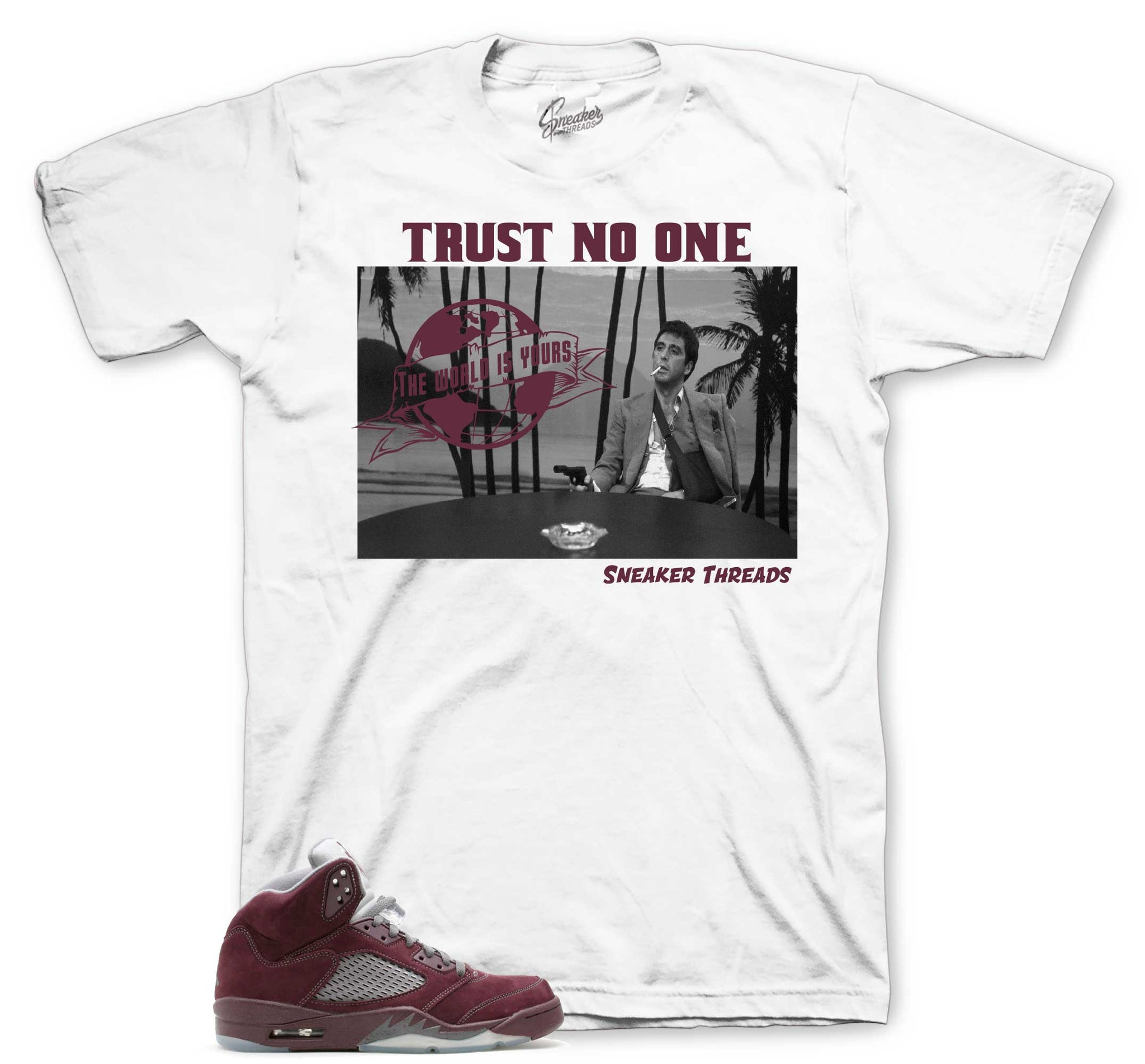 Tony Knows T-Shirt - Retro 5 Burgundy Shirt