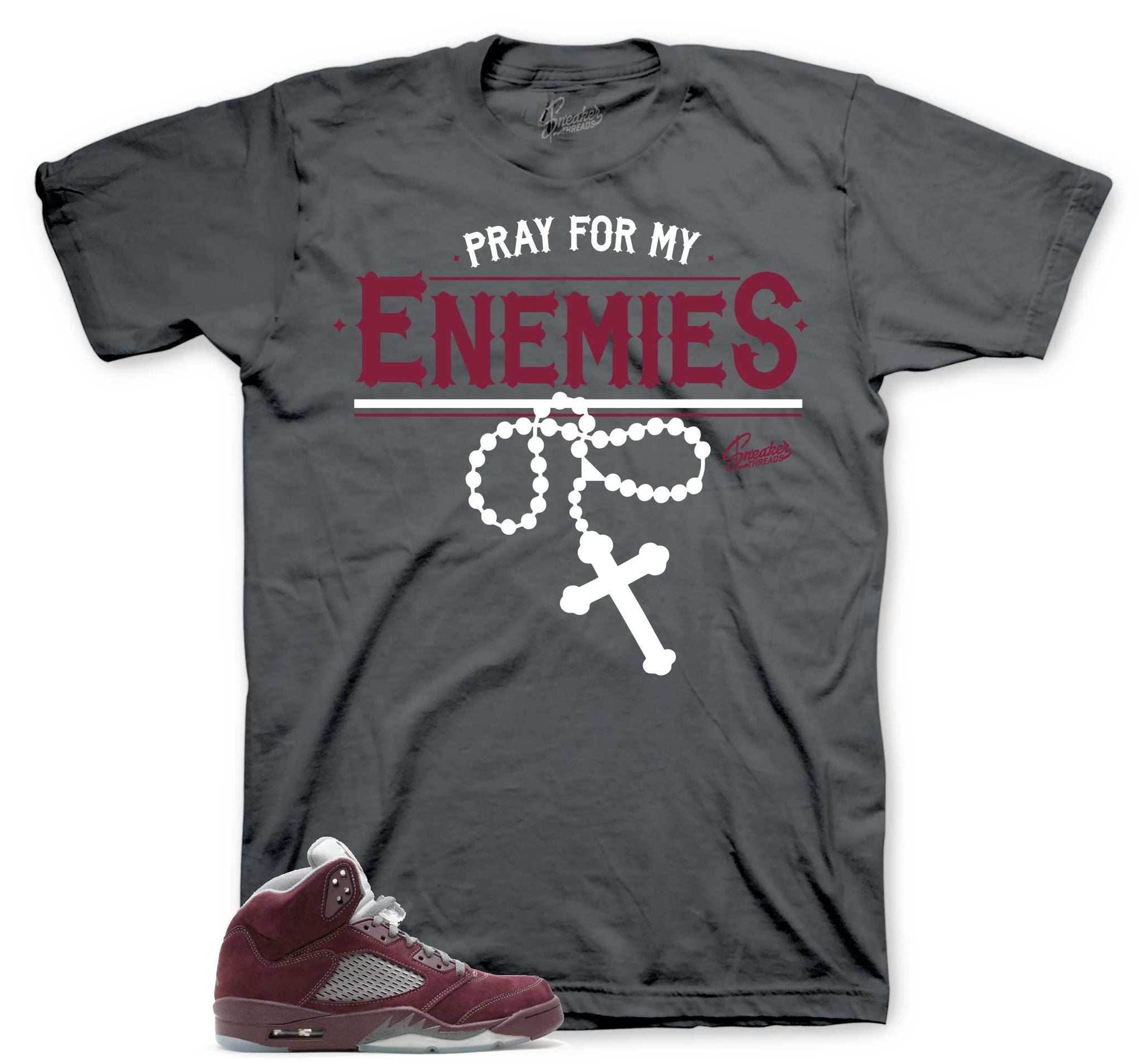 Enemies T-Shirt - Retro 5 Burgundy Shirt