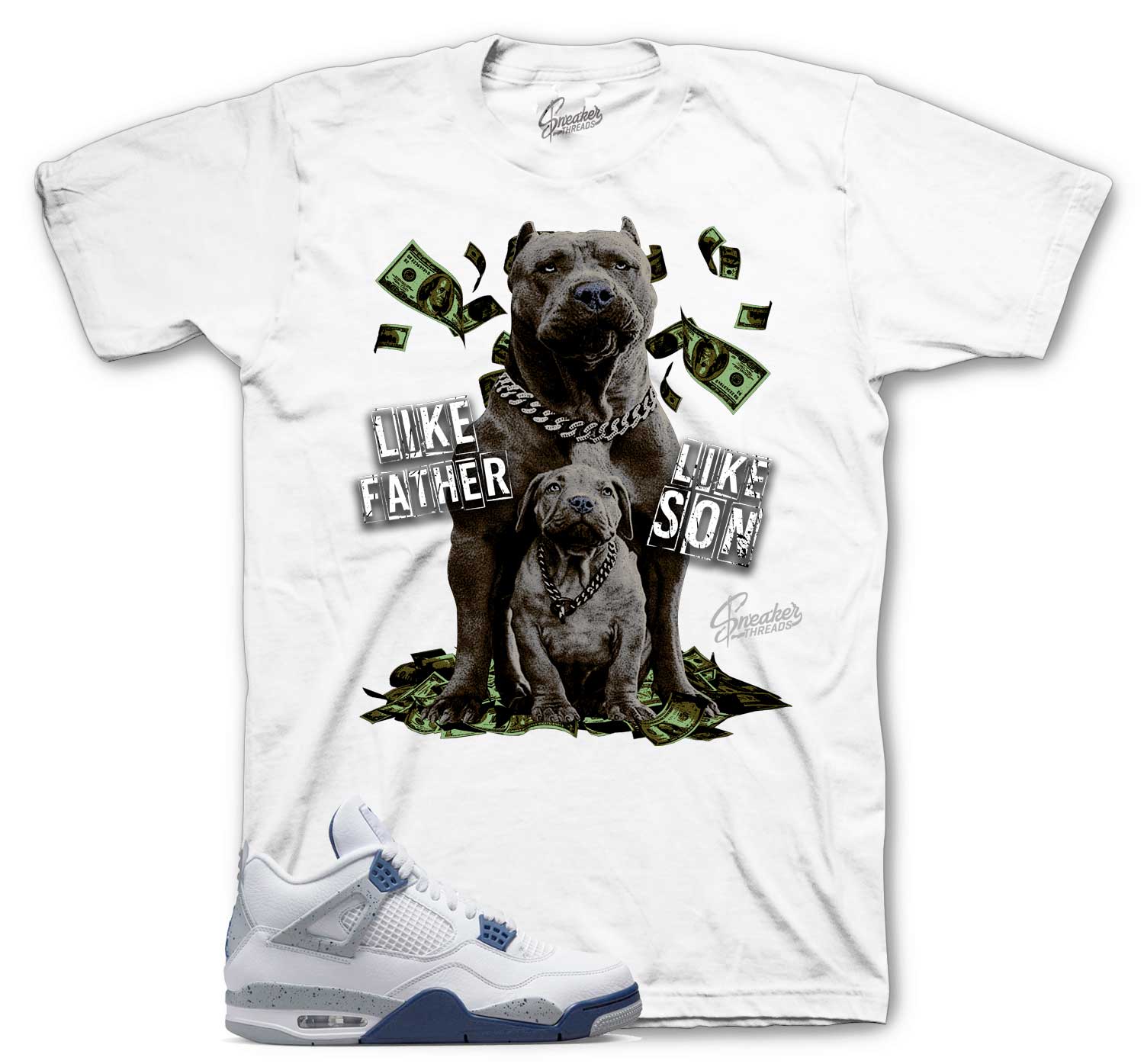 Father Like Son T-Shirt - Retro 4 Midnight Navy