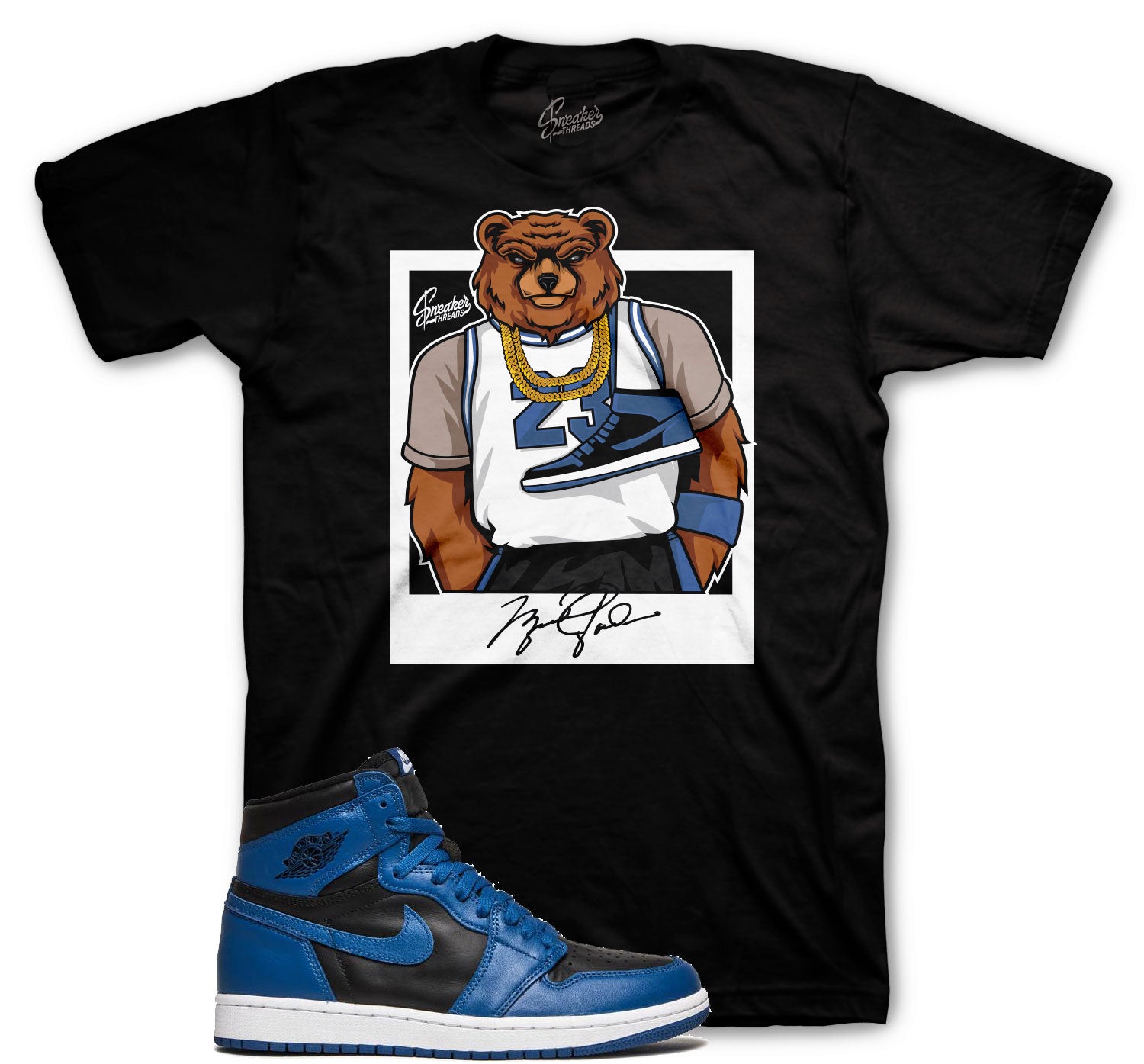 Portrait T-Shirt - Retro 1 Dark Marina Blue